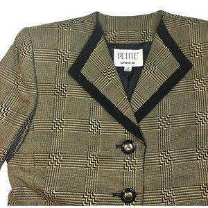 Petite Sophisticate Women’s Blazer Jacket Plaid Herringbone 8 Medium M